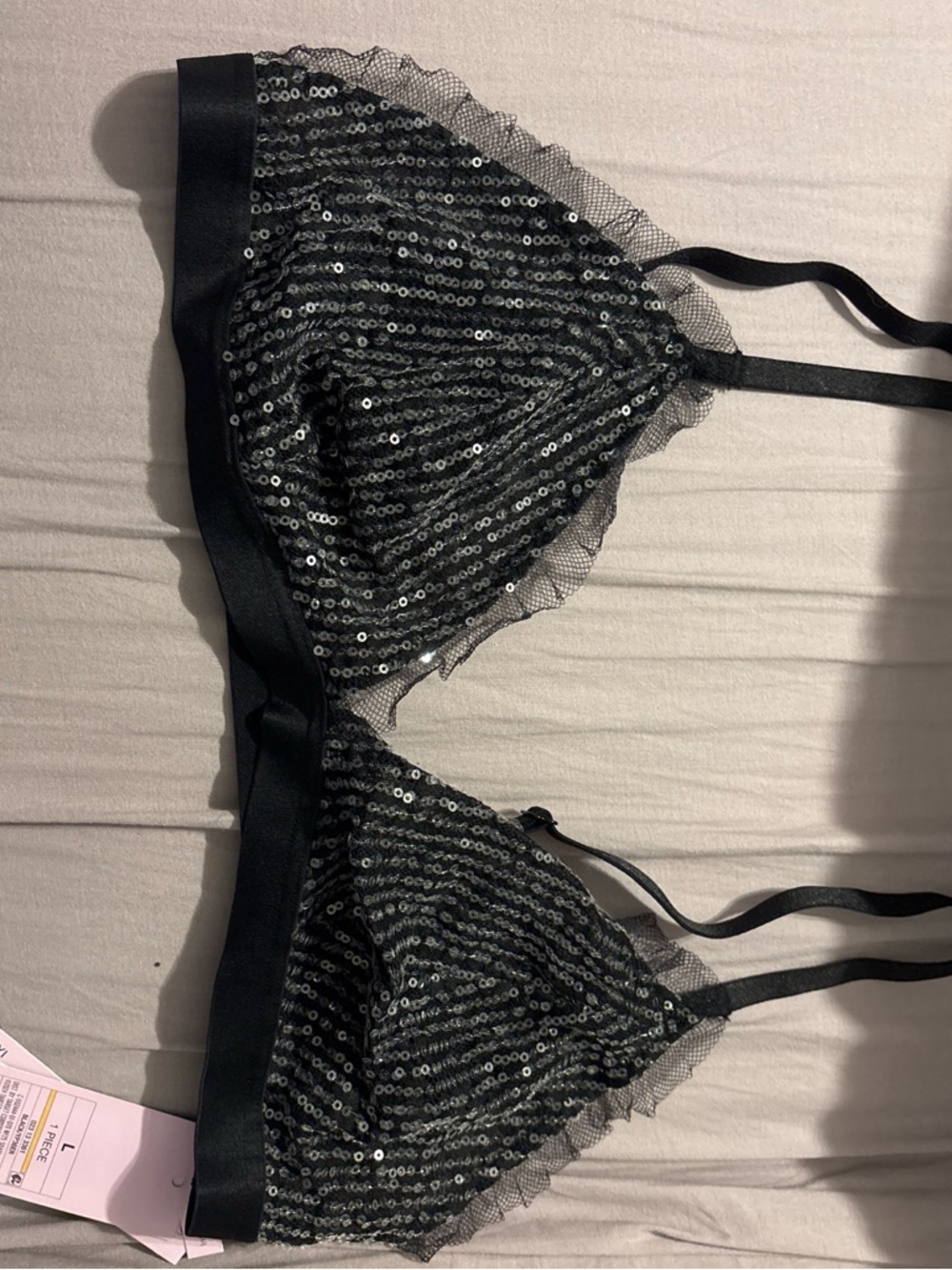 wild fable Black Sequin Triangle Bralette